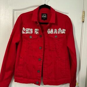 Spark Premium Denim Jacket Red Trucker